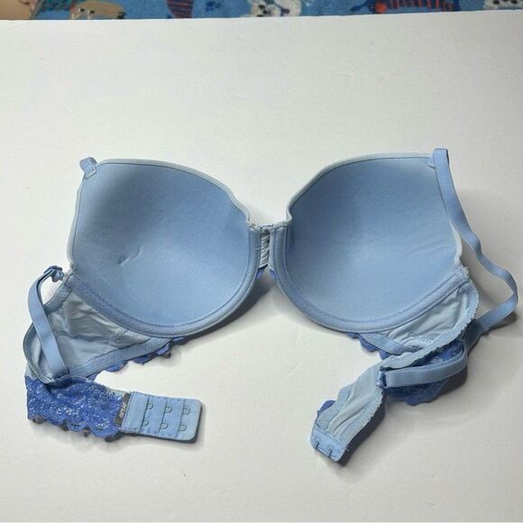 Aerie Soft Blue Molded Cup Bra 34C Lace Detail - Picture 3 of 6